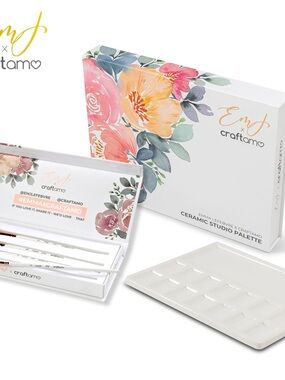Craft Floral Ceramic Paint Palette Set in White and Pink